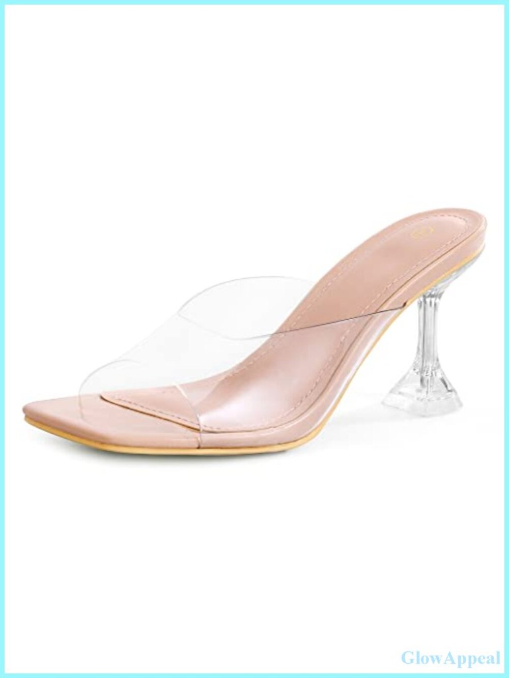 Clear Heeled Sandals Square Toe Transparent Slip On Heels